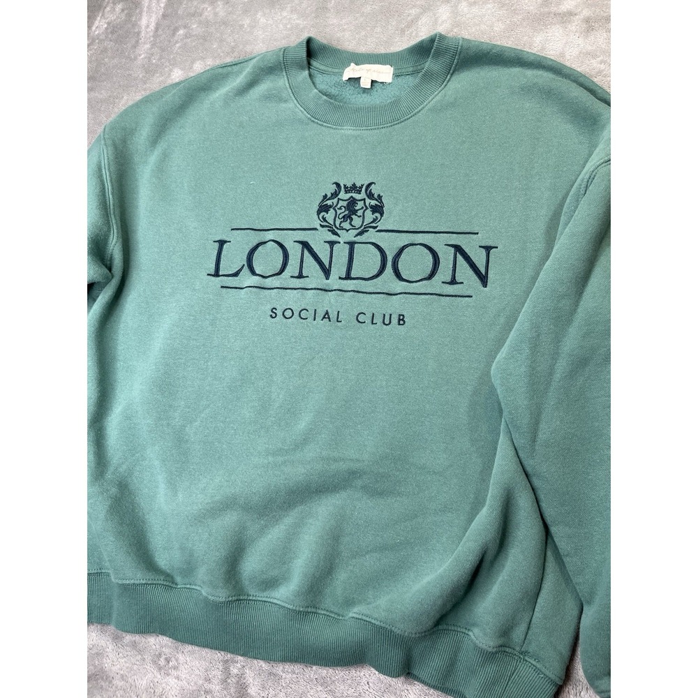 State of Mine London Social Club Unisex Sweatshirt  Large Sage Cotton Blend